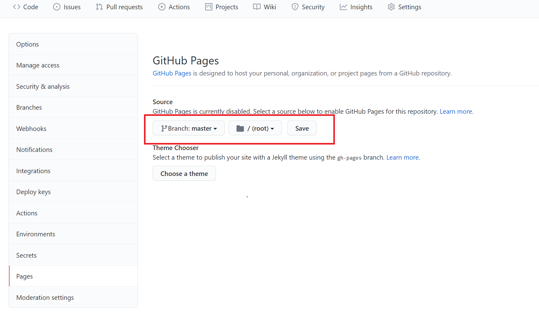 git hub pages branch